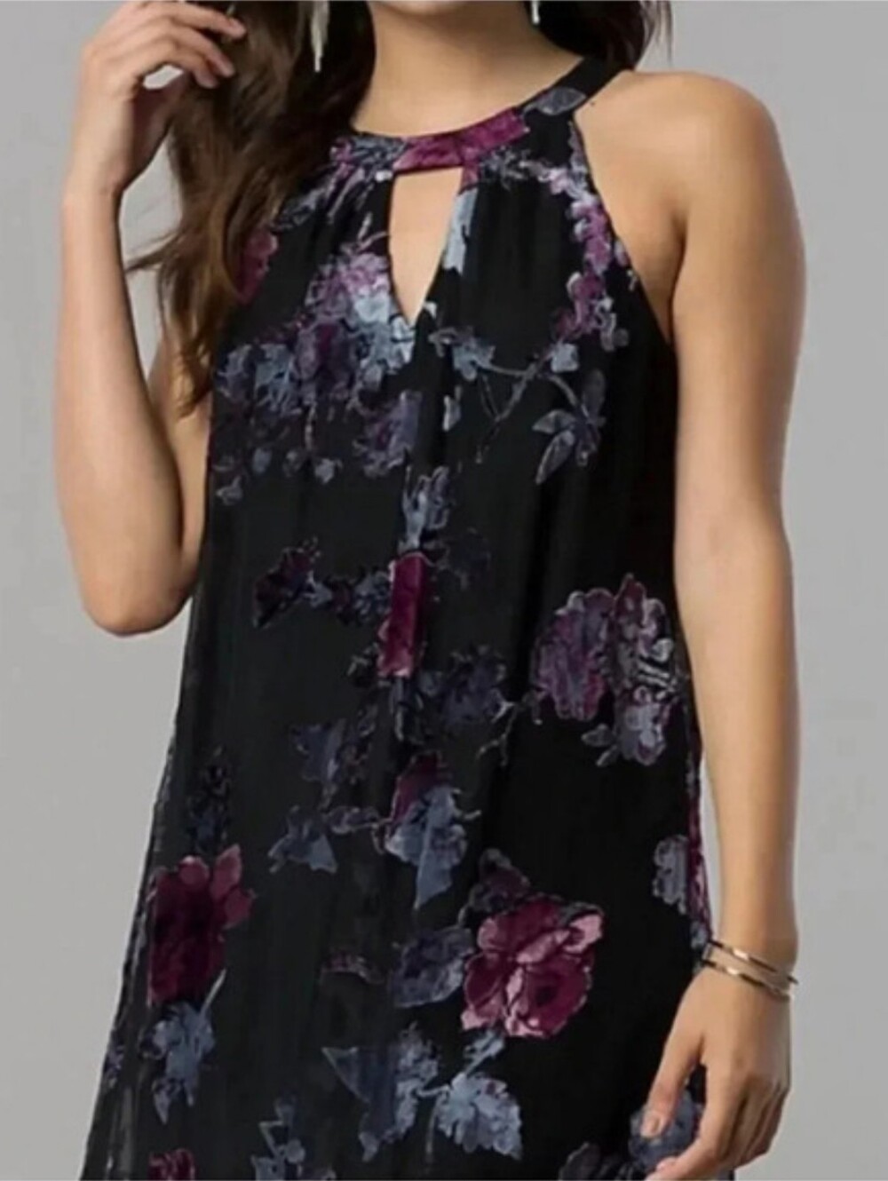 As U Wish Gigi Trapeze Swing Dress, Burned Out Velvet Blue On Black